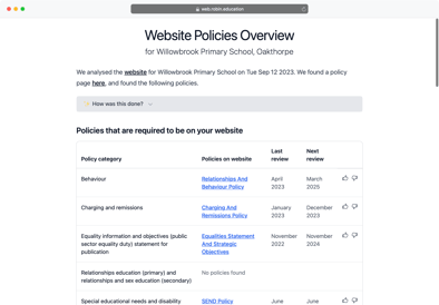 Screenshot of Robin's Policy Audit